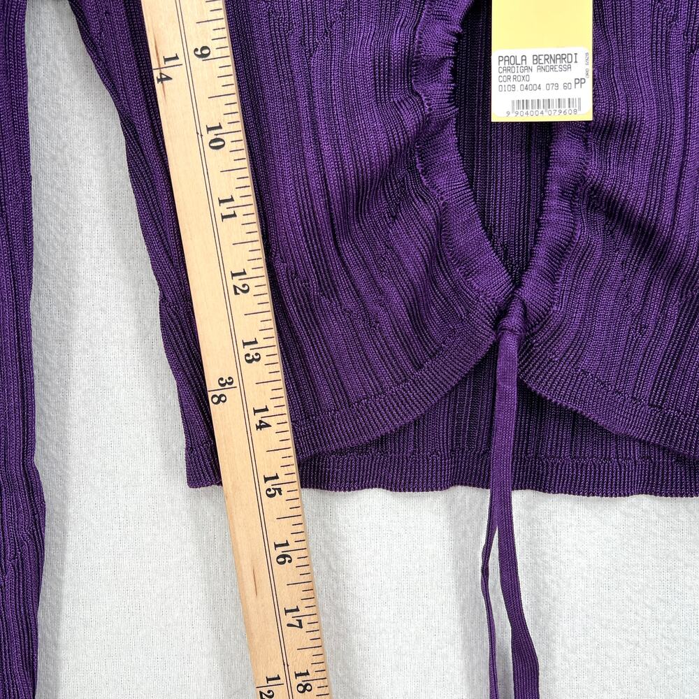 PAOLA BERNARDI Andressa Cropped Cardigan XS Purple Sparkle Knit Long Sleeve NEW - Picture 13 of 13
